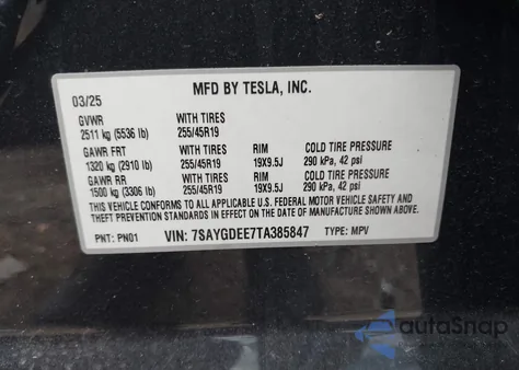 2026 Tesla Model Y Long Range Dual Motor All-Wheel Drive/Long Range Launch Series from USA, damaged, VIN 7SAYGDEE7TA385847